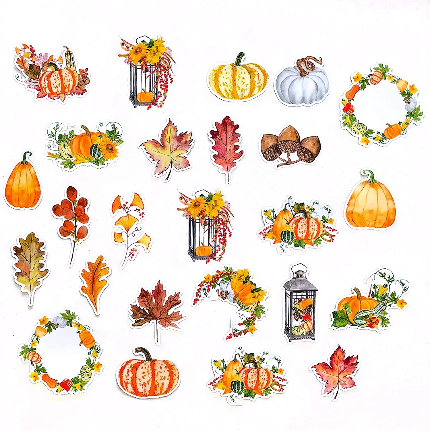 25pcs Beautiful Pumpkin Fall Stickers Cute Decals for Laptops and Phone Cases, Sticker Pack for Scrapbook, Notebook and Journal