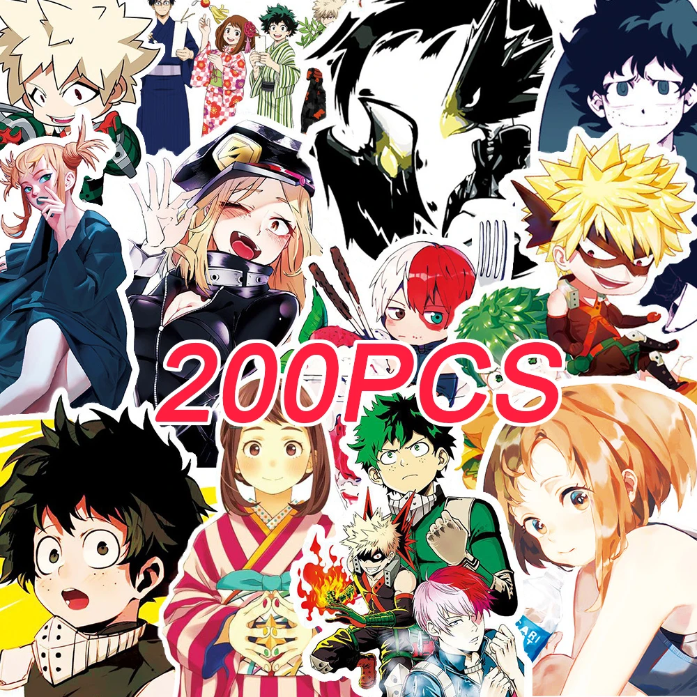 

10/30/50/100/200pcs Japanese Anime My Hero Academia Stickers DIY Skateboard Helmet Guitar Phone Manga Graffiti Decals Packing