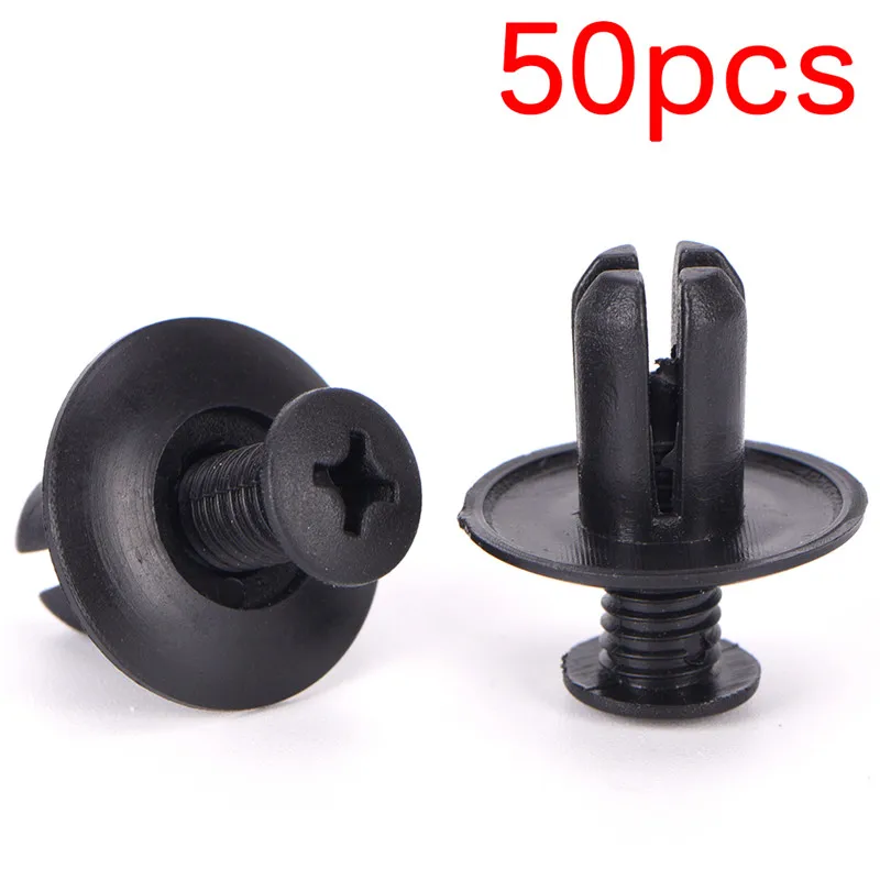 50pcs 8mm Auto Car Bumper Retainer Push Black Plastic Clips Fasteners