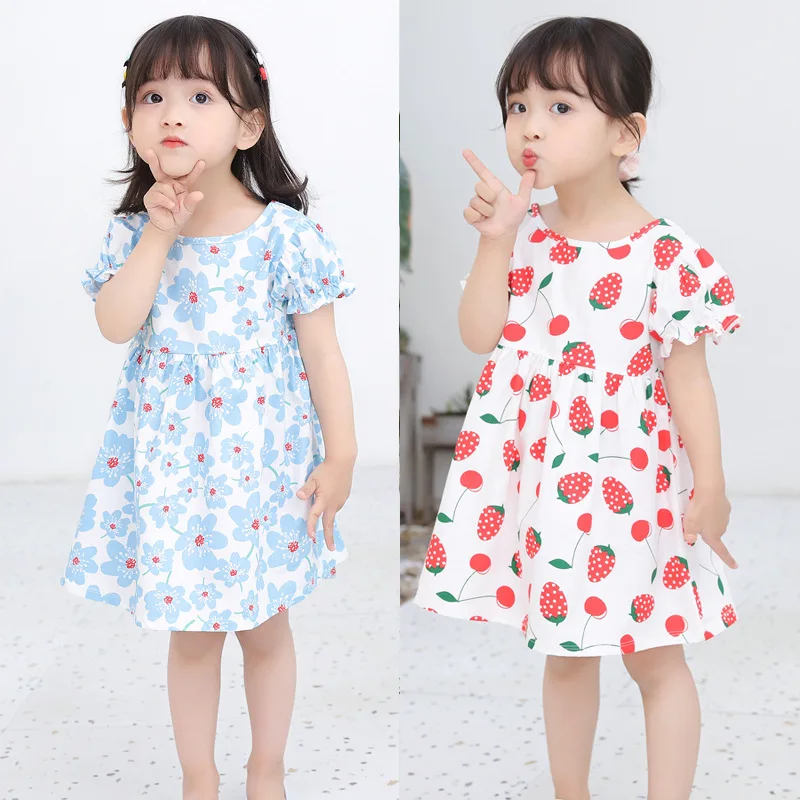 

Новинка, летнее платье для девочек, детские платья из 100% хлопка с цветочным принтом, модная праздничная одежда принцессы, детская одежда для девочек Y026