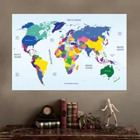 Map of The World 100x70cm Painting Wall Non-woven Canvas Art Poster Modern Decorative Prints Room Office School Study Supplies