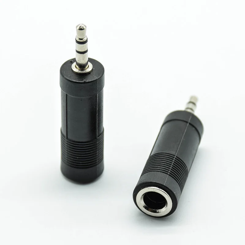 5pcs black  3.5 mm (1/ 8 Inch) Male to 6.35 mm (1/ 4 Inch) Female Audio Converter  Mono Jack plug Adapter