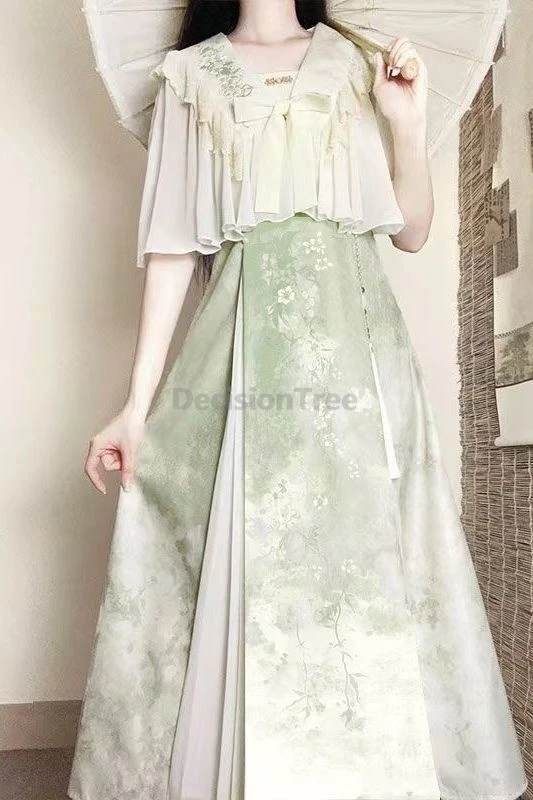 

2025 daily improved chinese ming style hanfu set fresh literature art printing hanfu fashionable temperament ancient style dress