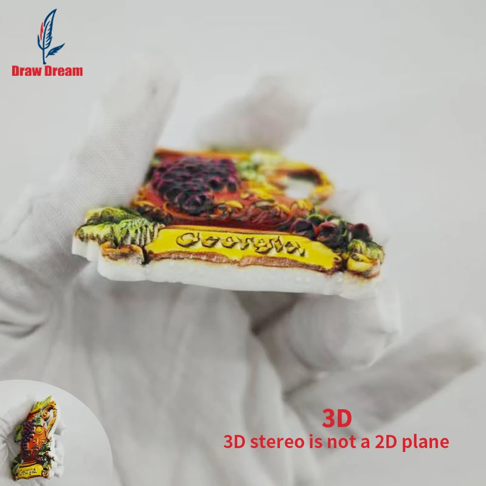 1Pc Georgia Creative 3D Embossed Refrigerator Magnet World Travel Souvenir Collection Suitable for Home Office Decoration, Personalized Exclusive Travel Souvenir Magnetic Refrigerator Magnet Home Decoration, Kitchen, Room, Office, Cabinet Crafts Gift, Holiday Souvenir, Exquisite Small Gift