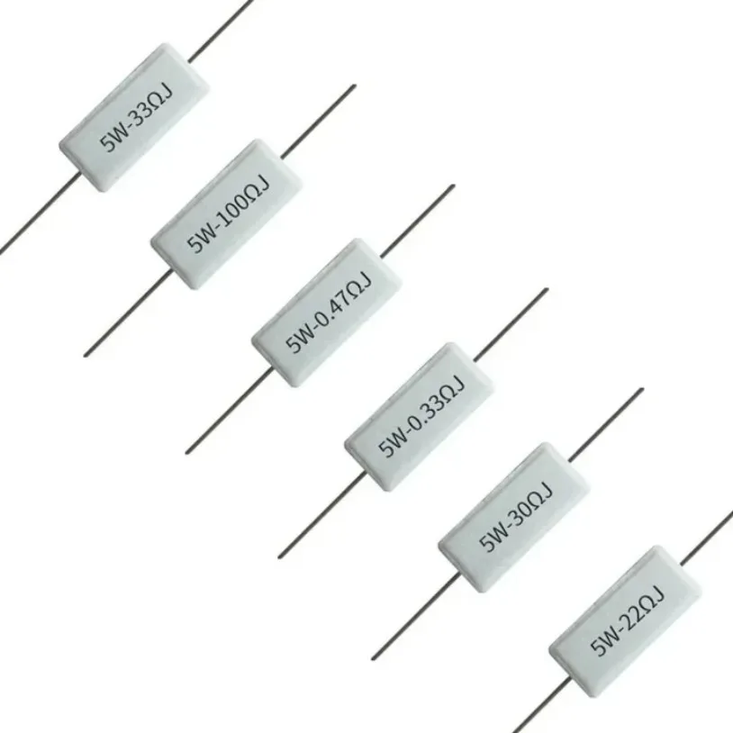 10pcs Cement Resistor RX27 5Watt SQP 0.1 0.15 0.22 0.25 0.33 0.47 0.5 1 1.5 2 2.2 3 4.7 5 10 20 22 33 47 51 100 300 470 1K ohm