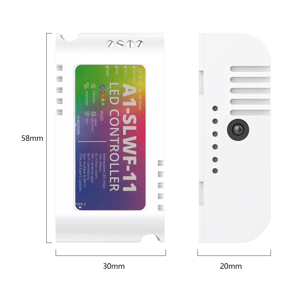 SMLIGHT A1-SLWF-11 WIFI ESP8266-Based Addressable-WLED Controller ESPhome Remote Control WS2812B WS2811 WS2813 WS2815 LED Strip