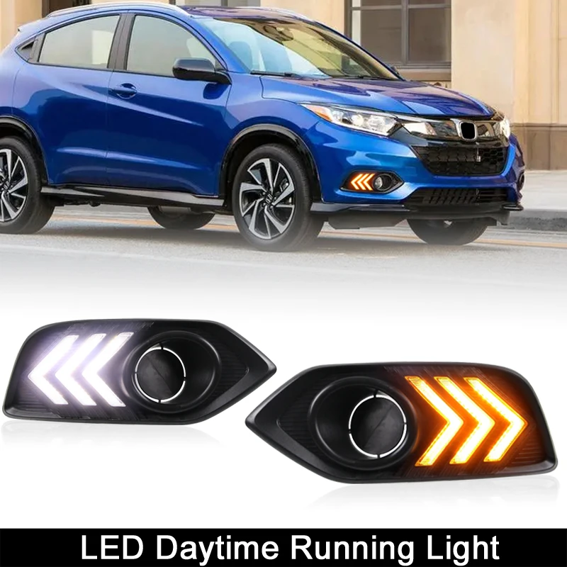 

LED Daytime Running Light For Honda HR-V 2018 2019 2020 12V LED Daytime Running Light Fog Lam Flowing Turn Signal Car DRL