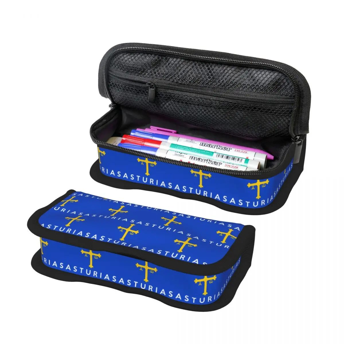

Spain Flag Flag Of Asturias Pencil Case for Boys Girls Gifts Pen Box Pencil Bag Stationery Supplies Pen Holder Bag