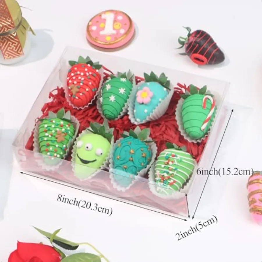 50 pcs 8x6x2 Inches Full Clear Chocolate Covered Strawberries s Cakesickle Bakery Chocolate Truffle Truffle Cakesickle Browines