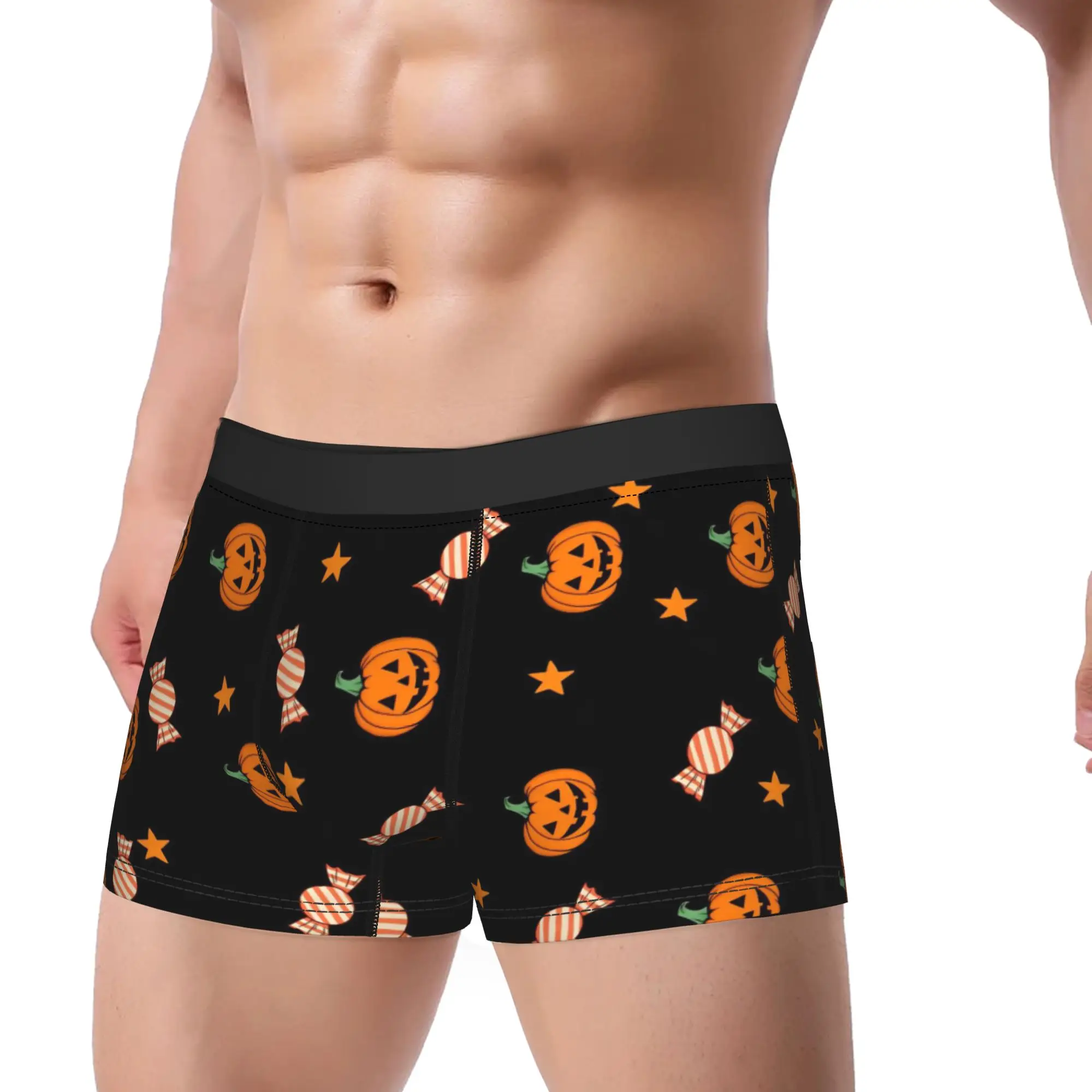 Humor Boxer Candy Bat Pumpkin Halloween Shorts Panties Briefs Men's Underwear  Breathable Underpants for Homme S-XXL
