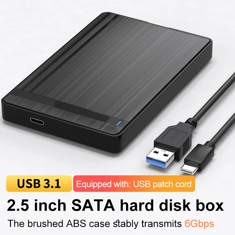2,5-Zoll-HDD-Gehäuse 5 Gbit/s SATA zu USB 3.0 SSD-HDD-Gehäuse Typ-C USB-A-Kabel Externe Festplatte UASP Tragbares Speichergerät
