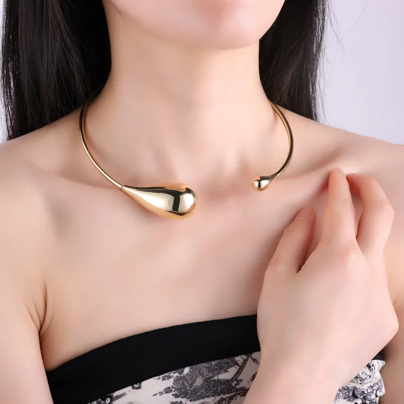 European and American popular geometric droplet shaped necklace for women chokers, neck collar, hip-hop collarbone chain