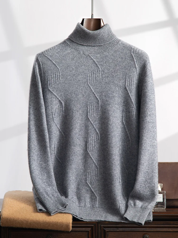 Goat Cashmere Sweater 100% Heavy Recommended High Lapel Thick Warm Notes Middle-Aged Men's Sweater