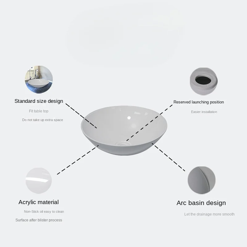 Rv Acryl Ronde Wastafel 330*120Mm Voor Boten Rv Caravans