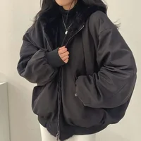 Autumn Winter Thicken Jackets Women Casual Loose Zipper Warm Fleece Hooded Parkas Female Double-Layer Simple Plush Coats 6