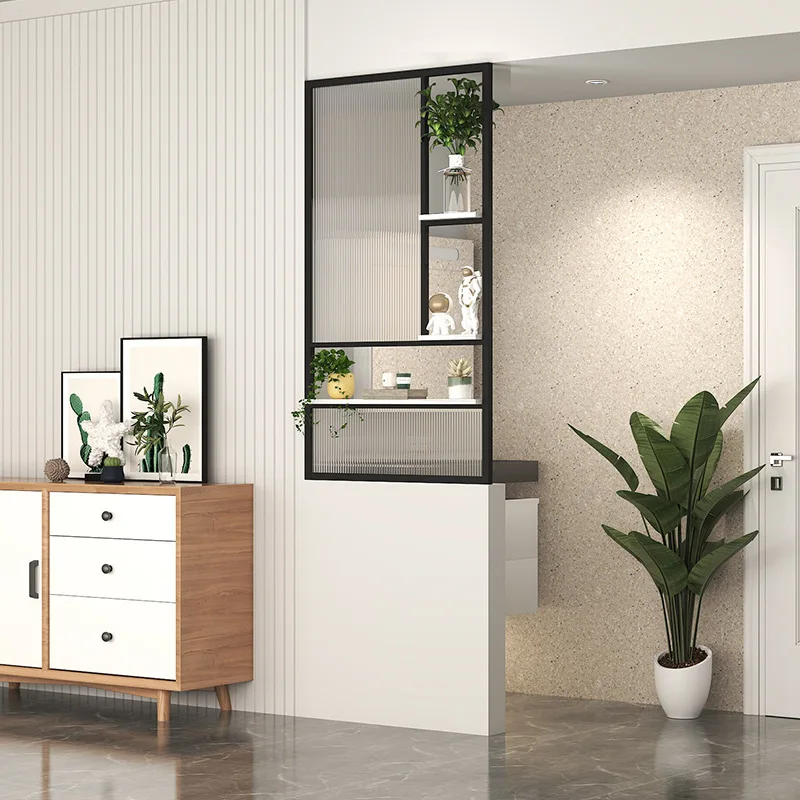 Stainless steel Changhong glass screen modern living room wrought iron bathroom half wall washing table dry area partition rack