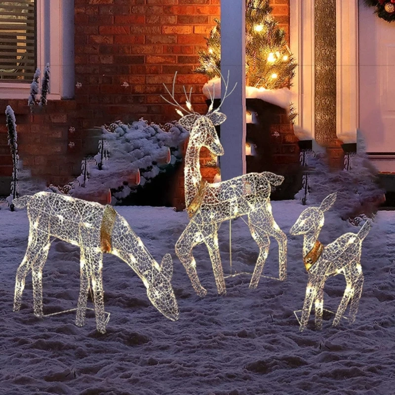 

Christmas Garden Decor Handmake Iron Art Elk Deer LED Light Glowing Deer Christmas Home Outdoor Yard Ornament N10 22 Dropship