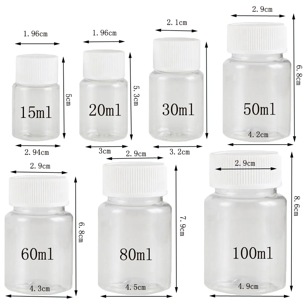 5Pcs Plastic Pill Bottles with Seal Caps - Ideal for Capsules Cosmetics and Kitchen Storage Containers Empty Medicine Dispenser