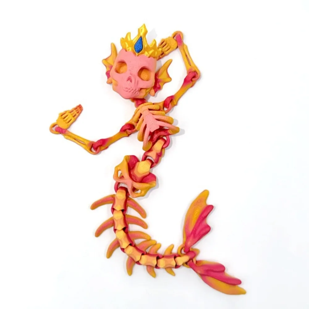Articulated Movable Joints 3D Printed Mermaid Skeleton Lightweight Sturdy Material Smooth Edges Movable Bone Figure