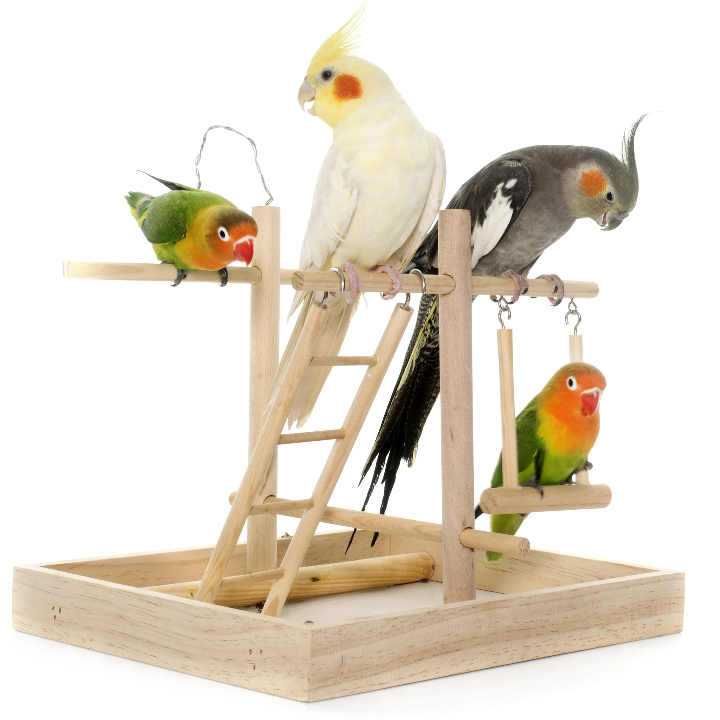 5pcs Parrot Toy Wooden Bird Climbing Ladder, Parrot Bird Cage Supplies, Solid Wood Stand Climbing Ladder,Hamster ladder