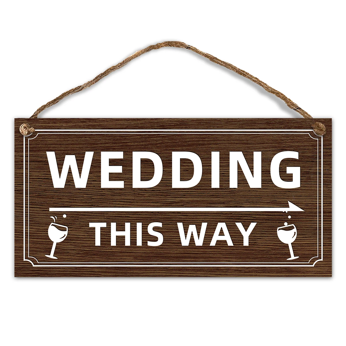 1Pc Rustic Wooden Hanging Sign for Wedding Outdoor Wedding Reception & Ceremony Decoration Wedding This Way Wood Sign Right