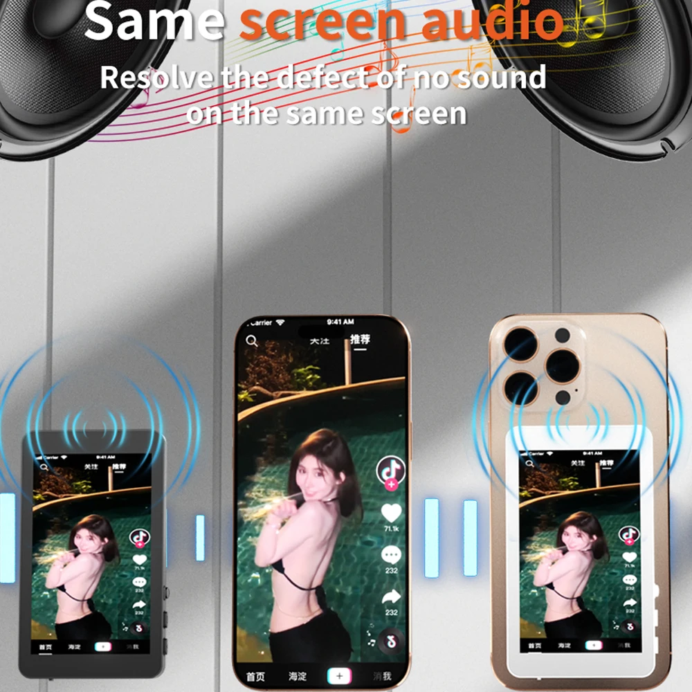 شاشة سيلفي للهاتف المغناطيسي، شاشة بلوتوث عن بعد، كاميرا خلفية لصور السيلفي، تسجيل فيديو مباشر لهاتف iPhone Android