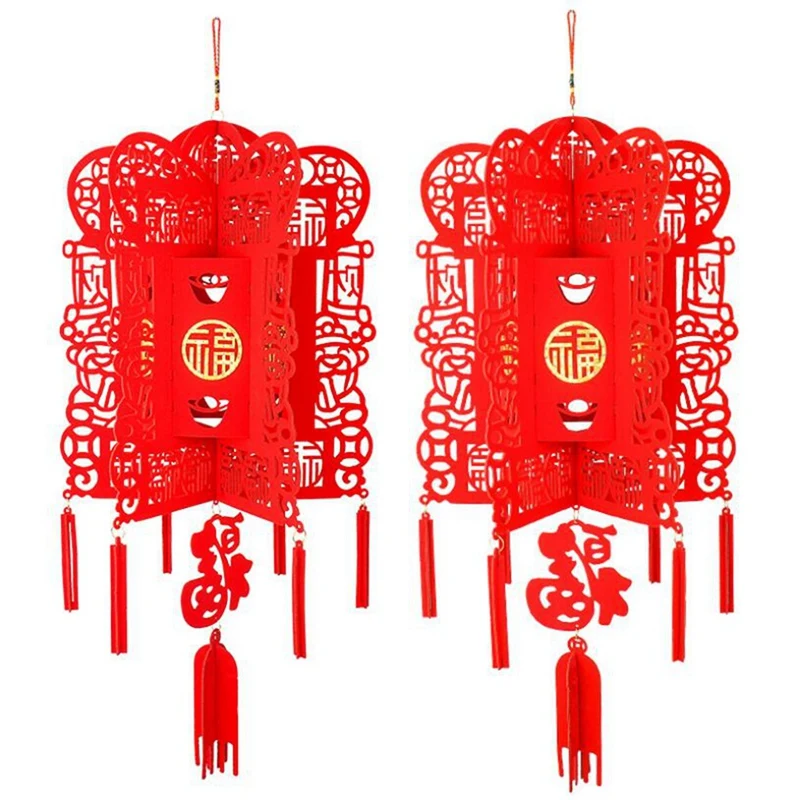 

Новый год 2022, красный фонарь фу, флисовые подвесные фонари 1 пара красных китайских традиционных фонарей