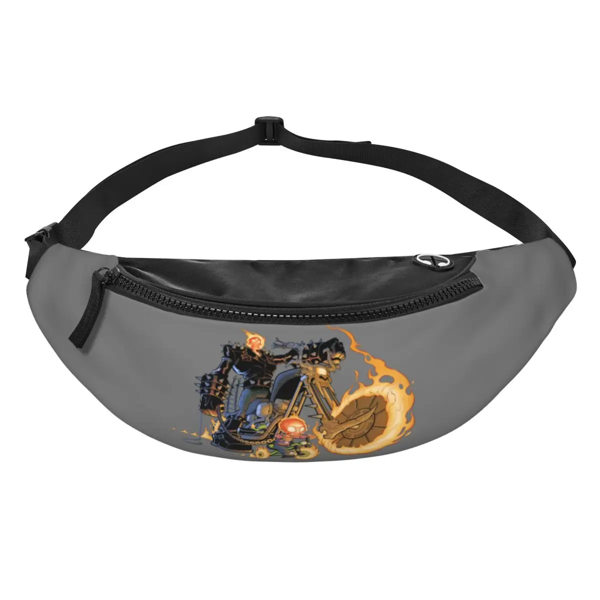 Custom Funny Cartoon Ghost Rider Fanny Pack for Men Women Cool Crossbody Waist Bag Traveling Phone Money Pouch