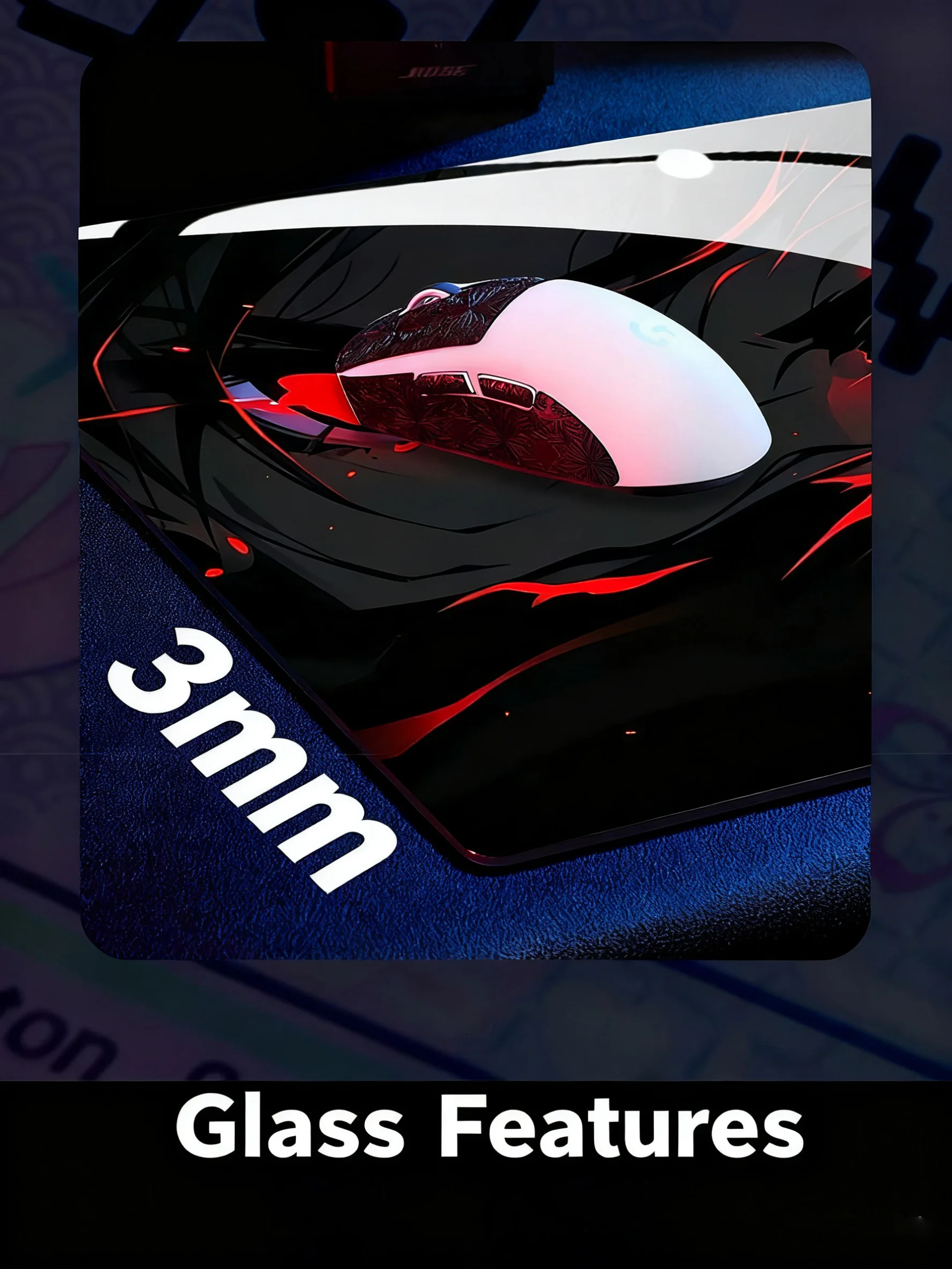 Mouse pad de vidro para jogos, padrão legal personalizado, superfície fosca suave, mesa de vidro temperado, e-sports, fps, jogo, mouse pad de vidro