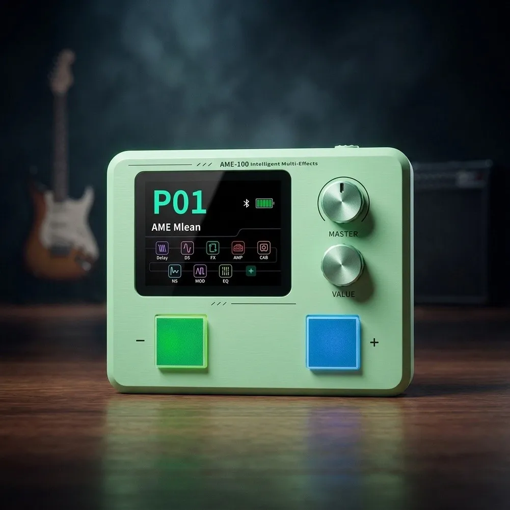 AME-100 AI Guitar Multi Effects Processor 9 Modules 147 Models 55 Amp Sims Backing Track Player For Looper For Electric Guitar