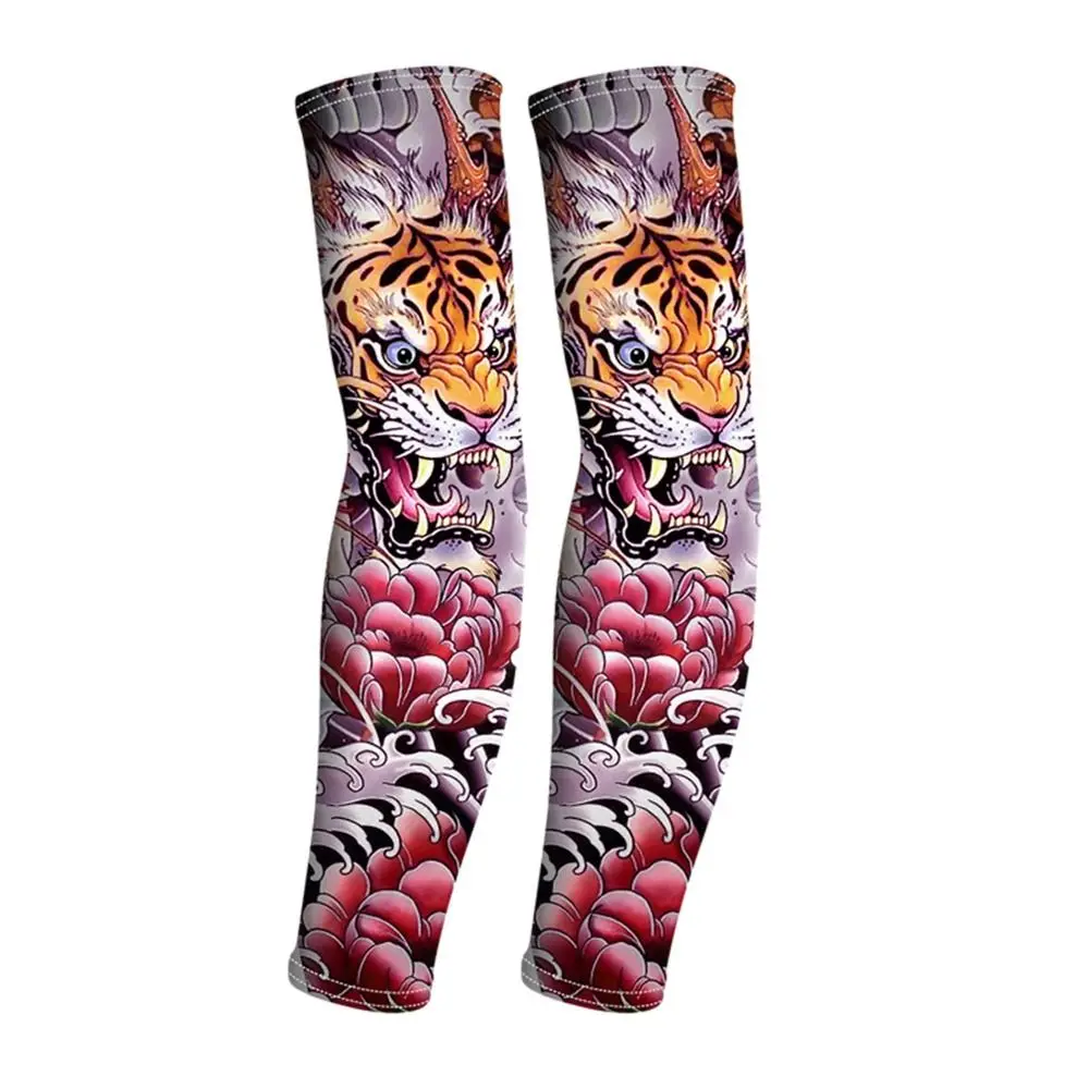 1Pair Warmer Running UV Protection Summer Cooling Outdoor Sport Tattoo Arm Sleeves Sun Protection Flower Arm Sleeves Arm Cover