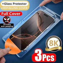 3Pcs Oleophobic Coating Dust Free Installation Privacy Screen Protector for IPhone 13 11 12 14 15 16 Pro Max XS X XR 14 15 Plus