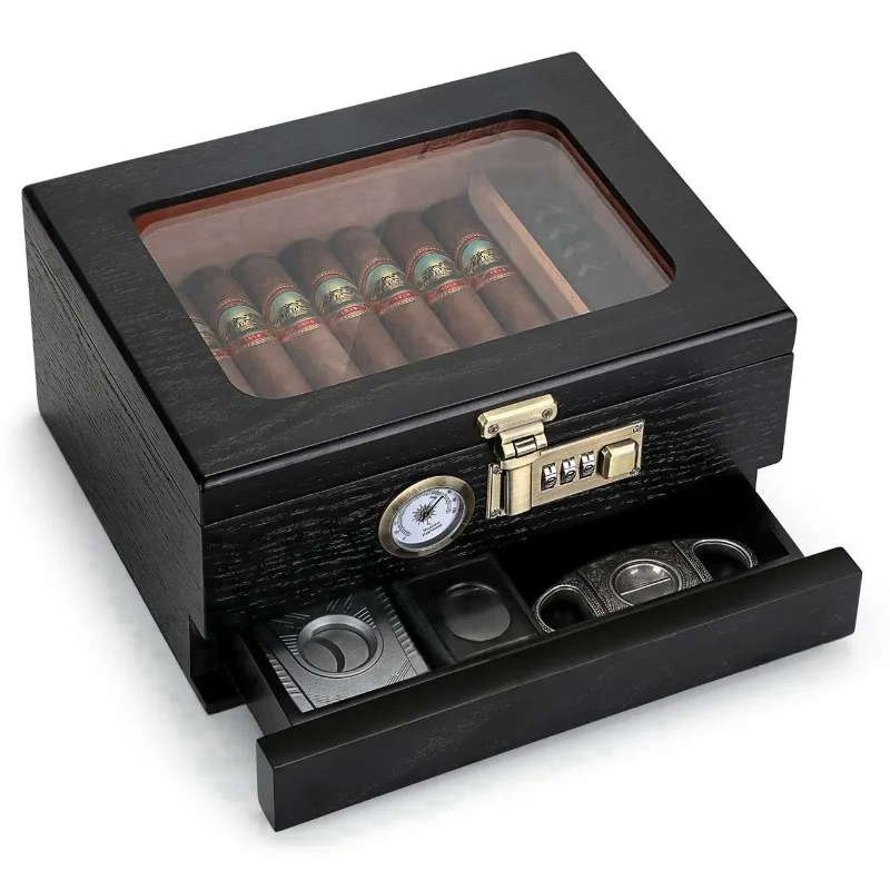 

High end cedar cigar box, cigar humidifier box, portable cigar storage box, cigar storage box, cigar lid (excluding cigar smoke)