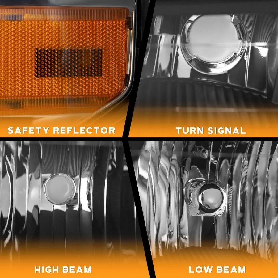 Faróis para 20042012 Chevy Colorado e GMC Canyon 20062008 Isuzu iSeries Carcaça preta com refletor âmbar esquerda e direita