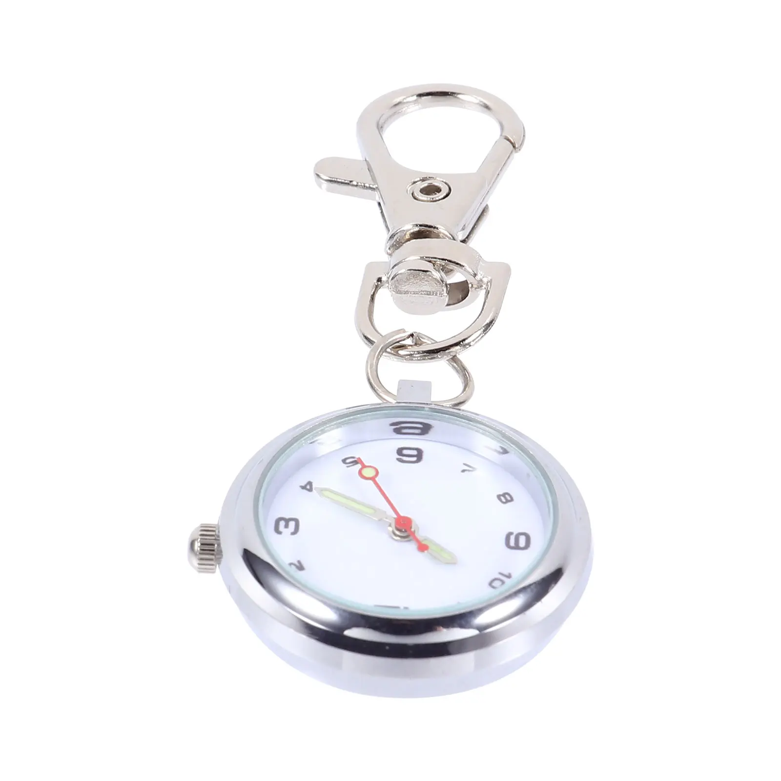

Pocket Watch Keychain Vintage Alloy Nurse Watch Large Dial Silver Mirror Glass Easy Time Check Key Accessories