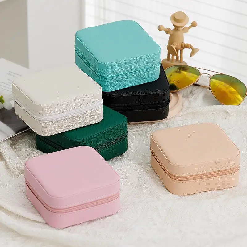 Portable PU Leather Jewelry Storage Box Multi Compartments Soft Lining For Travel Daily Use Store Rings Earrings Necklaces