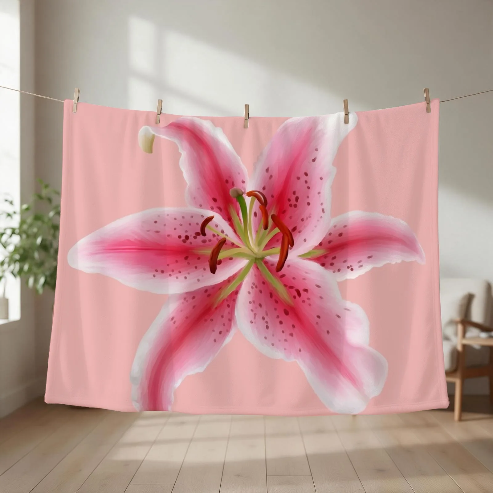Stargazer Lily Throw Blanket couch cozy soft plush fuzzy picnic outdoor blanket