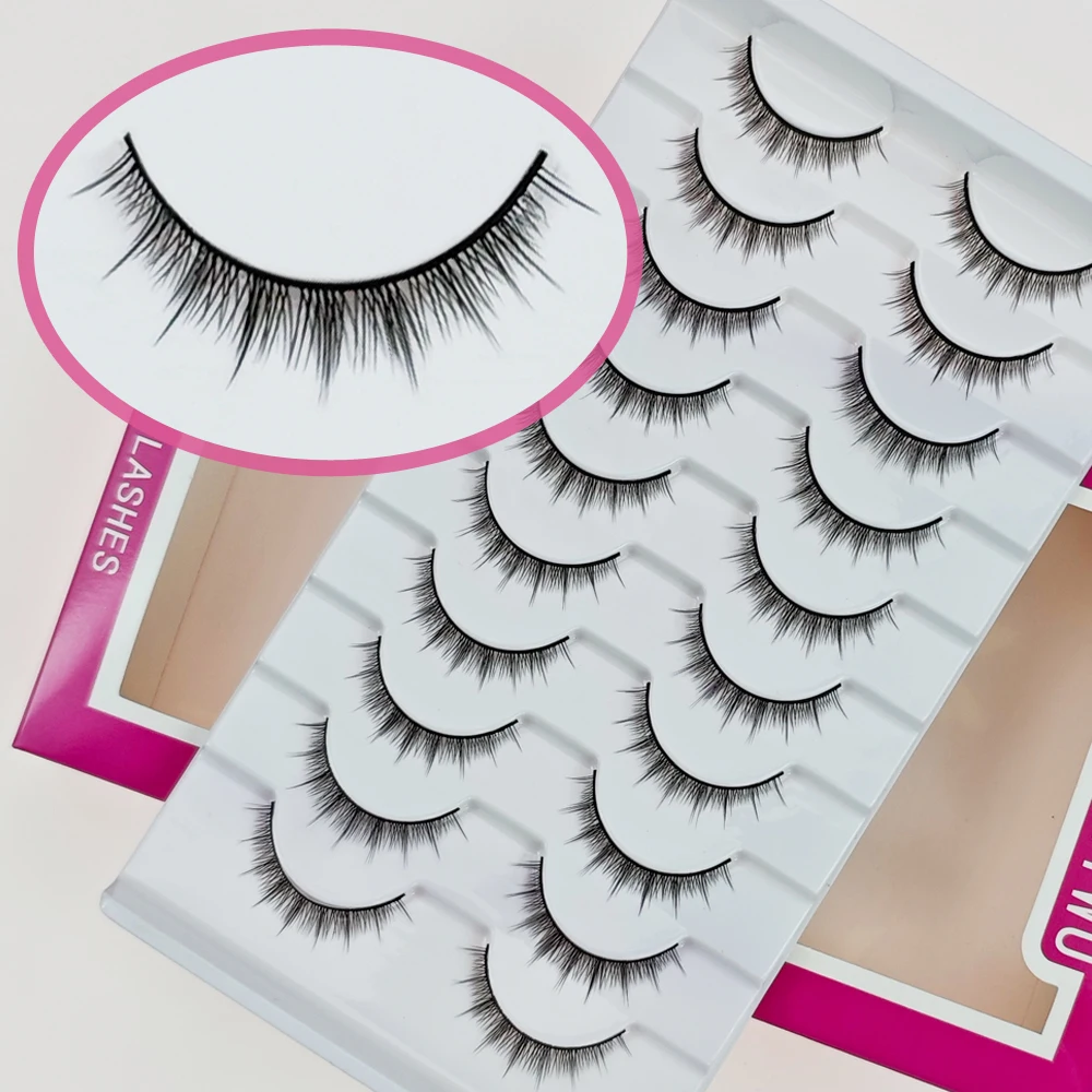 Xuanfeiwu Natural Short Hard-Stemmed Eyelashes, Realistic Without Makeup, Suitable for Daily Use, Can Be Applied by Beginners, Can Create Double Eyelids, Full Strip DIY Self-Grafting Eyelashes