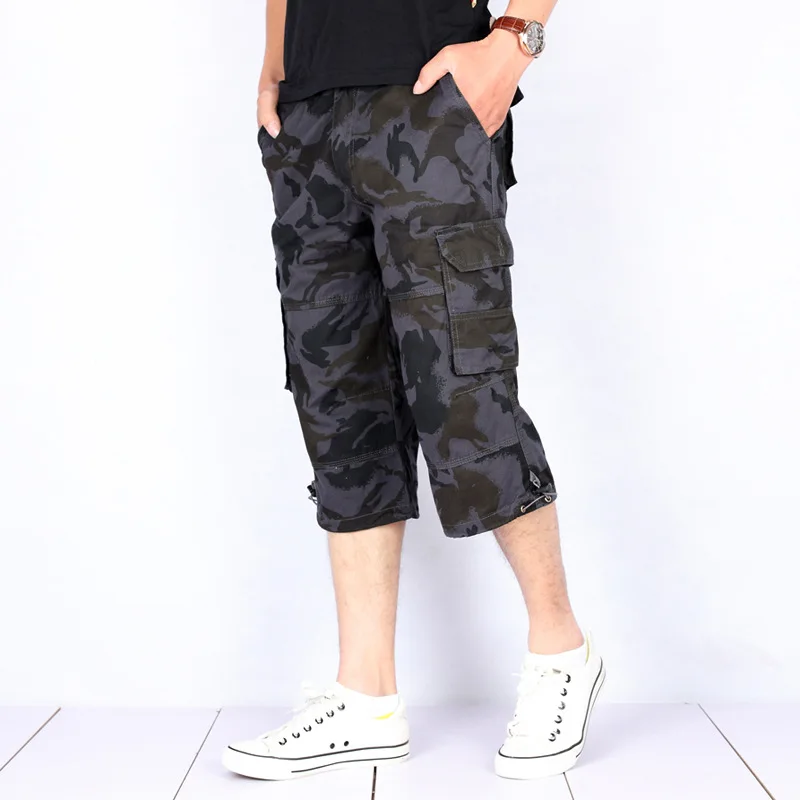 موضة الشارع ماركة الصيف جديد كبير الحجم الرجال السراويل التمويه الرجال الأدوات السراويل الترفيه اليومي 100% القطن الرجال السراويل