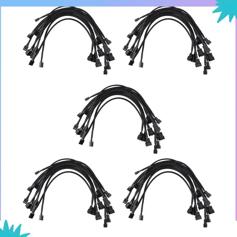 ABZW 50PCS 4 Pin PWM Fan Extension Power Cable Connector Case Male To Female Extending Cables Compatible With 4 Pin/3Pin Fan