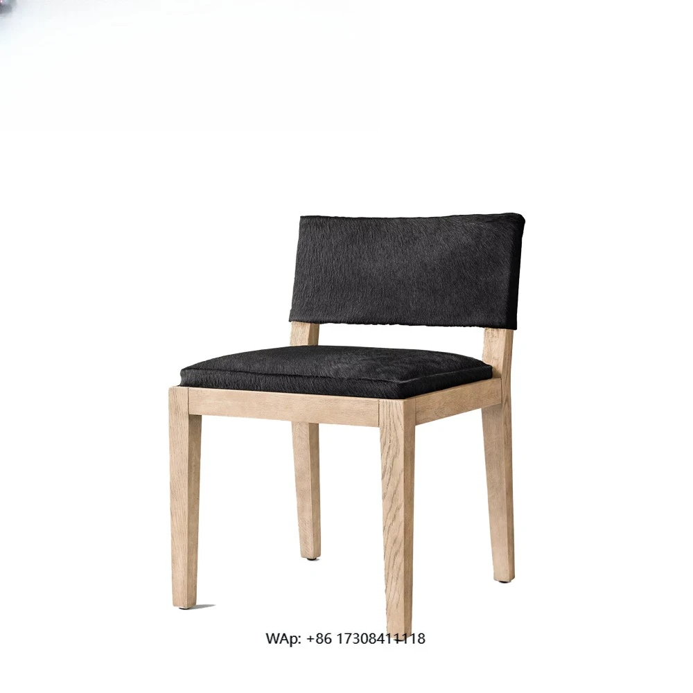 

American light luxury solid wood dining chair retro home stool modern single backrest plush seat cushion chair