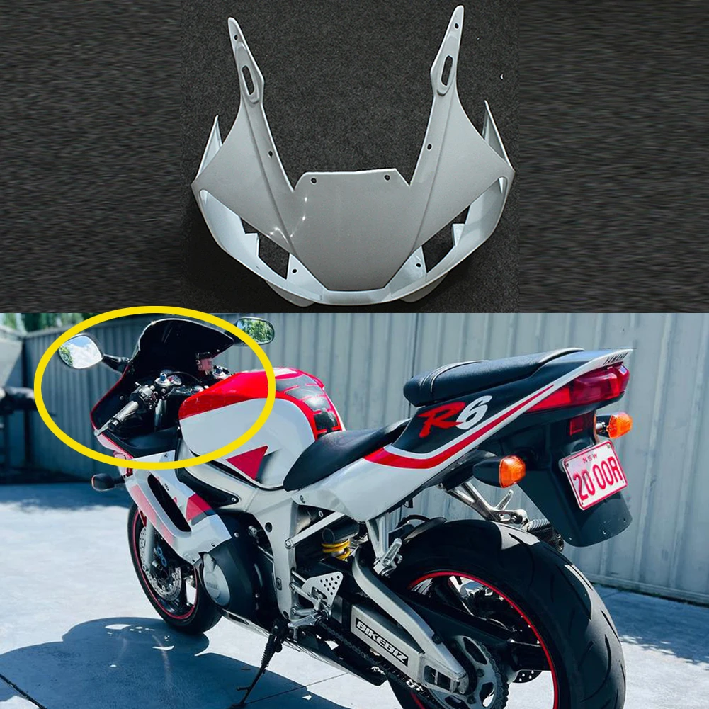 

New Unpainted White Raw Front Cowl Upper Nose Fairing Injection Molding For Yamaha YZF R6 1998 1999 2000 2001 2002