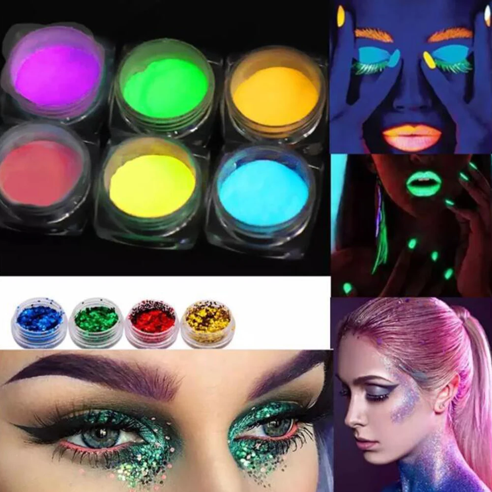 30 colores diamante brillo arte encanto tatuaje luminoso conjunto brillo polvo fiesta tatuaje pegatinas temporales Kit calcomanías oscuras