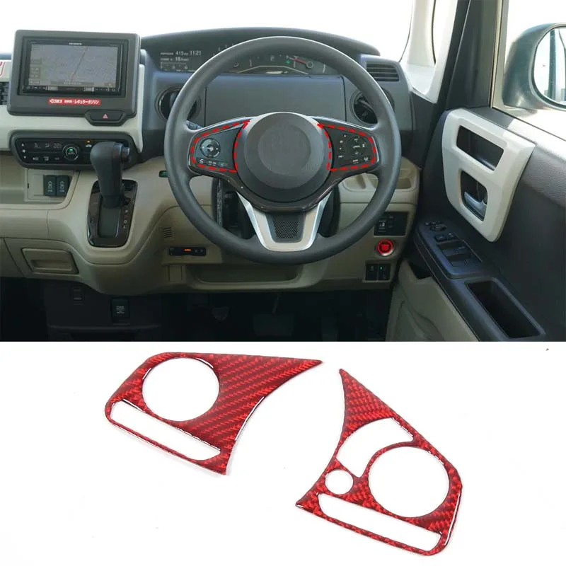 

For Honda N-BOX JF3 JF4 2017 2018 2019 2020 2021 Soft Carbon Fiber Car Steering Wheel Button Cover Trim Sticker Car Accessories