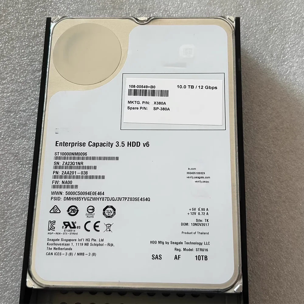 X380A-R6 10TB 7.2k 12GBps 3.5-inch SAS hard drive 108-00549 HUH721010AL5204