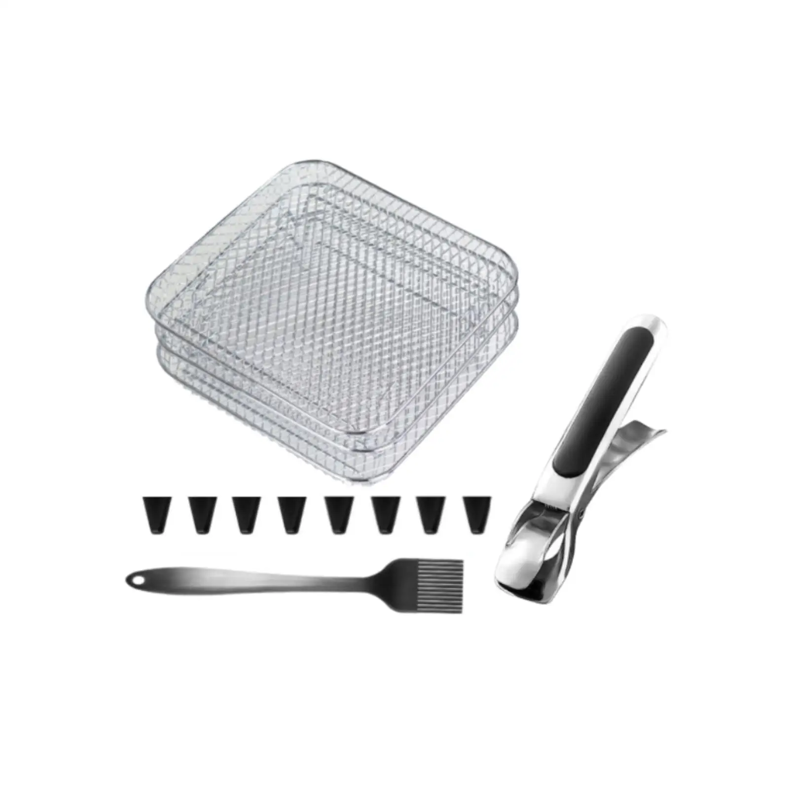 Air Fryer Rack Accessories Stainless Steel 3pcs Stackable Multi Layer Tray for Baking Drying Meat Vegetables Cooling Kitchen