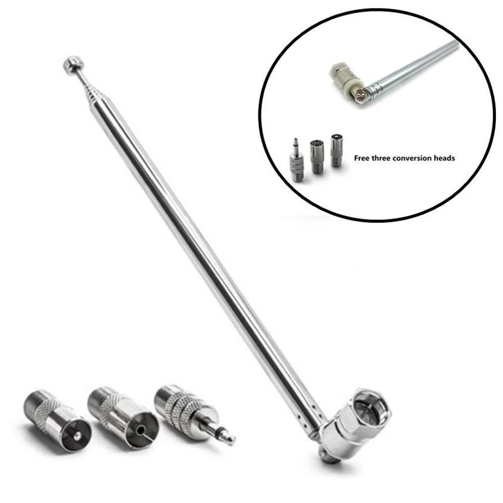 Rod Antenna 3.5mm Adapter FM Radio Antenna Replacement Telescopic Screw F Type Male Plug Connector AV Stereo Receiver