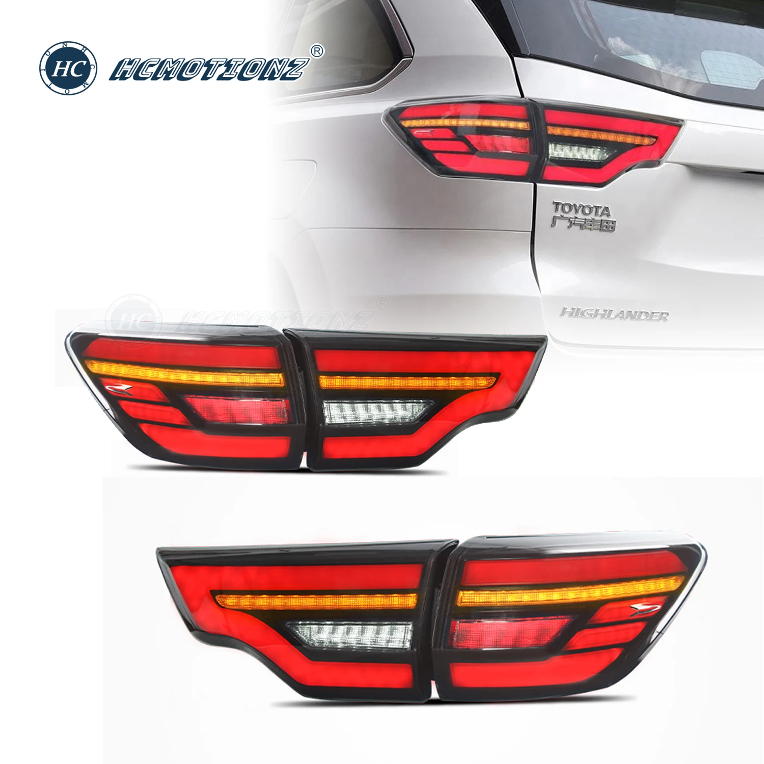 

HCMOTIONZ LED Tail Lights for Toyota Highlander 2014-2019 Kluger DRL Animation Car Back Lamps Assembly Lighting System