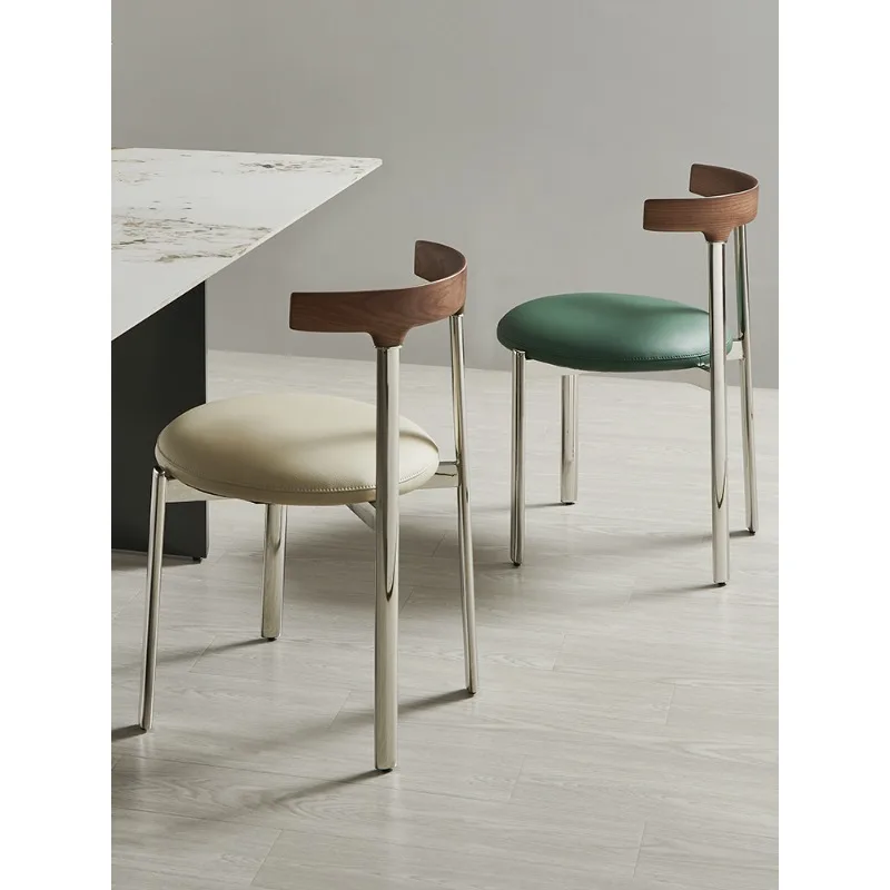 كرسي طعام بسيط من الفولاذ المقاوم للصدأ، طاولة طعام وكراسي منزلية فاخرة من الخشب الصلب #1