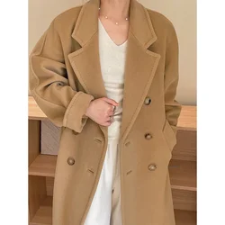 Manteau en cachemire camel classique, mi-long, laine, automne, hiver, nouveau, 101801, 101801